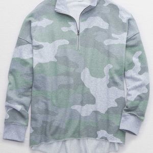 AERIE SUNDAY SOFT QUARTER ZIP SWEATSHIRT